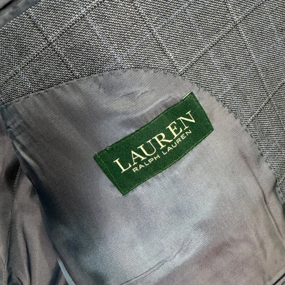 Lauren Ralph Lauren Mens 40R Blazer Blue Silk Wool Windowpane Plaid Sport Coat